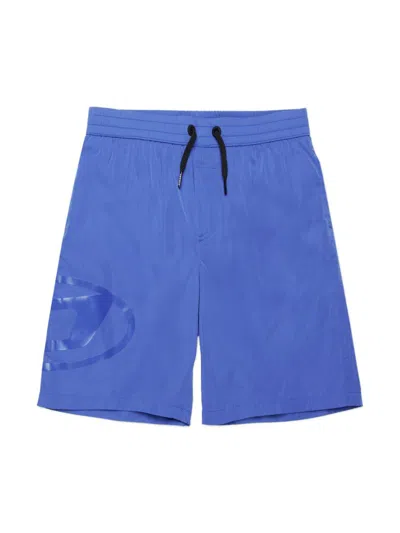 Diesel Kids' Logo-print Swim Shorts In Blue
