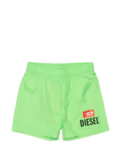 Diesel Babies' Logo-print Swim Shorts In Green
