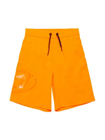 Diesel Kids' Logo-print Swim Shorts In Orange