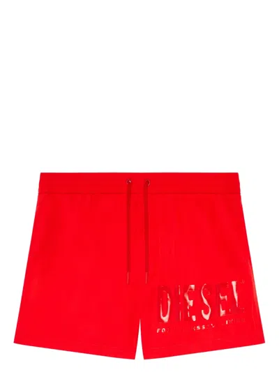 Diesel Olympic-34-d-core Drawstring Logo Swim Shorts In Red