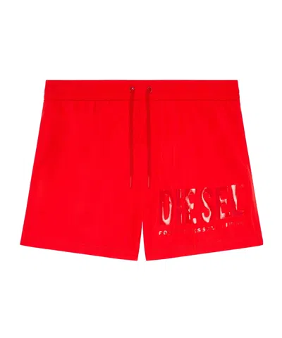 Diesel Logo-print Swim Shorts In Red