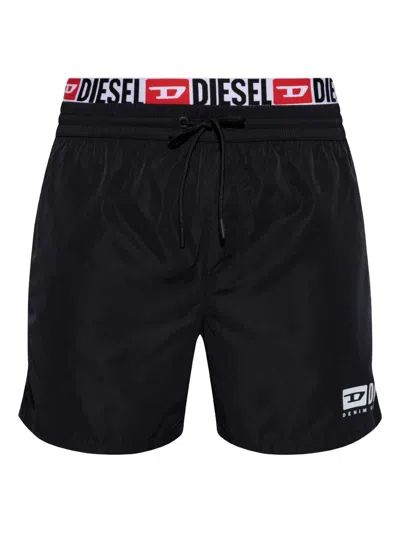 Diesel Logo-print Swim Shorts In Schwarz
