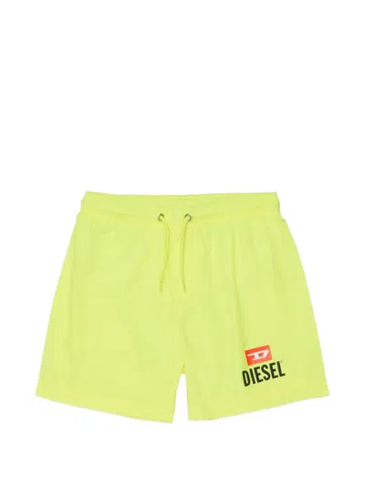 Diesel Kids' Logo-print Swim Shorts In Yellow