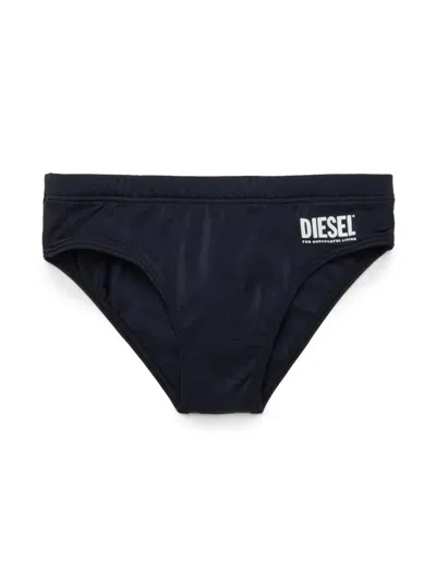 Diesel Kids' Logo-print Swim Trunks In Black