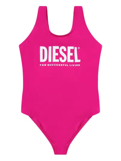 Diesel Kids' Logo-print Swimsuit In Pink