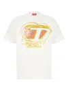 Diesel Cotton Crew Neck T-shirt With Graphic Print In White