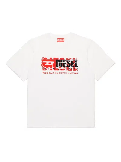 Diesel Kids' Logo-print T-shirt In 白色
