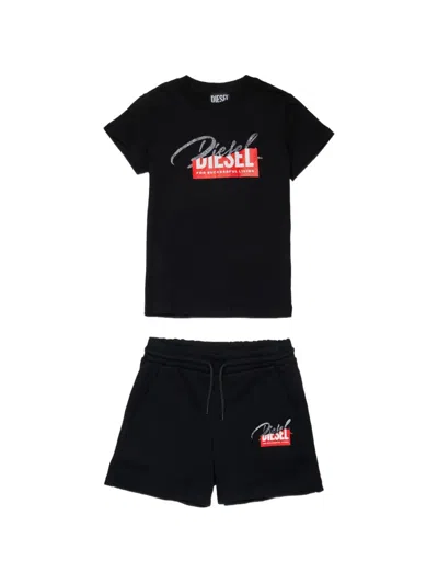 Diesel Kids' Tracksuit With Logo In Black