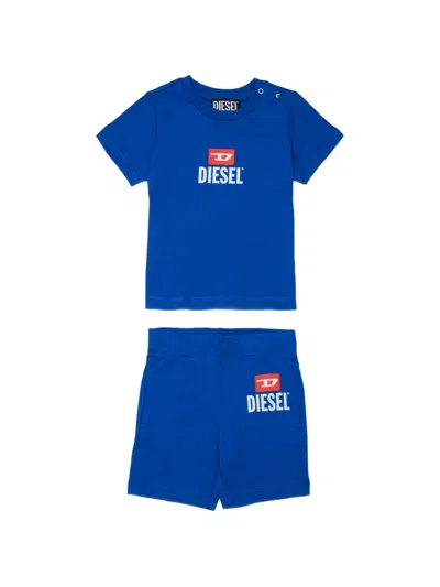 Diesel Babies' Logo-print T-shirt And Shorts Set In Blue