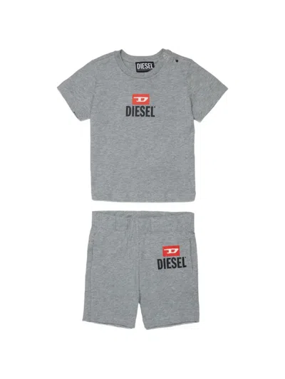 Diesel Babies' Logo-print T-shirt And Shorts Set In Gray