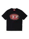 Diesel T-shirt In Misto Cotone Con Logo Glowing Oval D In Black