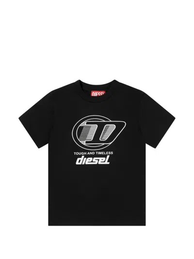 Diesel Kids' Logo-print T-shirt In Black