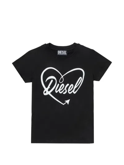 Diesel Kids' Logo-print T-shirt In Black