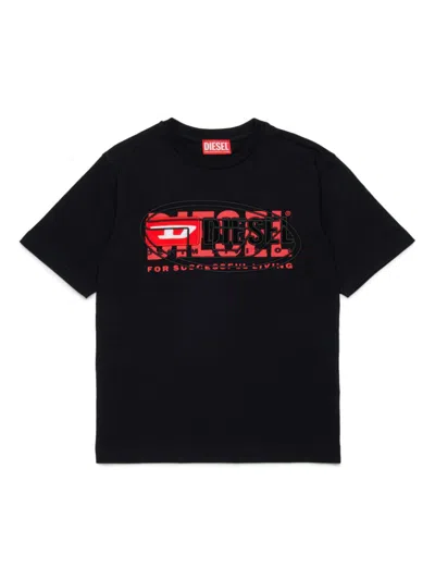 Diesel Kids' Logo-print T-shirt In Black