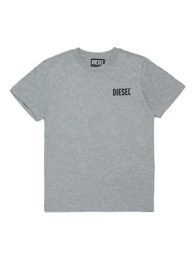 Diesel Kids' Logo-print T-shirt In Gray