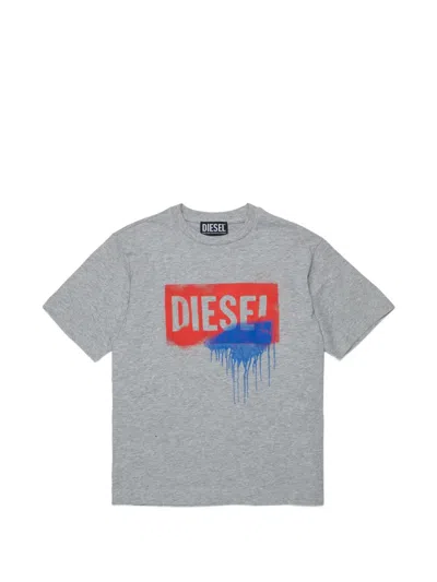 Diesel Kids' Logo-print T-shirt In Gray