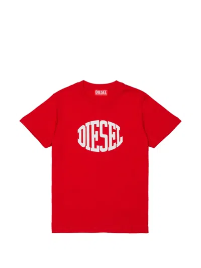 Diesel Kids' Logo-print T-shirt In Red