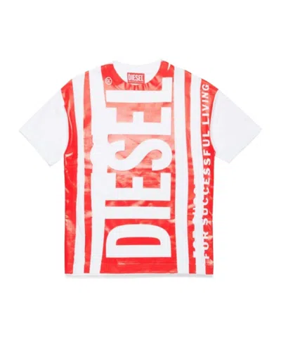 Diesel Kids' T-shirt With Interrupted Logo In White