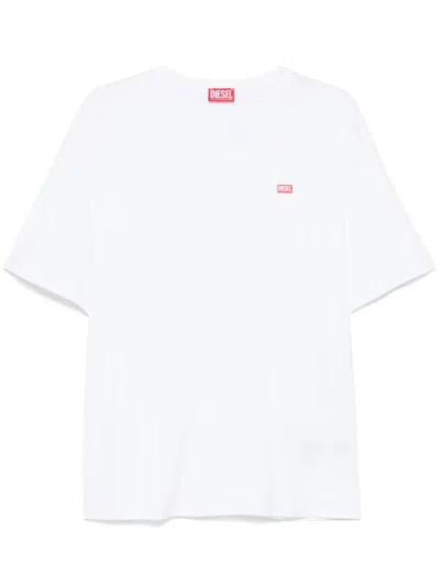 Diesel Crew Neck Regular Fit Short Sleeve T-shirt In White