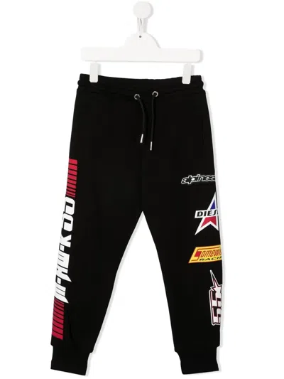 Diesel Kids' Logo-print Track Pants In Black