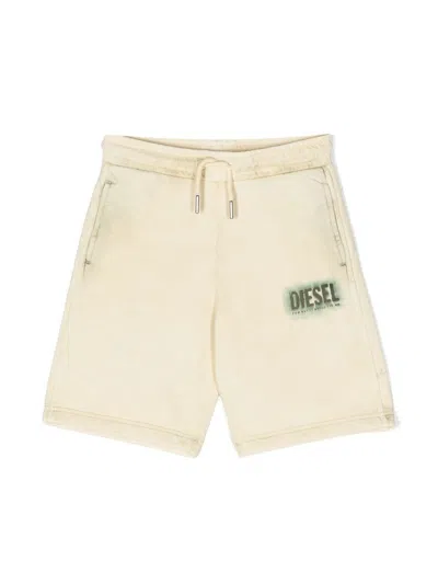 Diesel Kids' Logo-print Track Shorts In 黄色