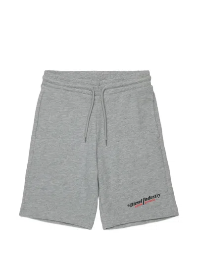 Diesel Kids' Logo-print Track Shorts In Gray
