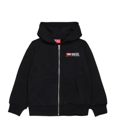 DIESEL LOGO-PRINT ZIP-UP HOODIE