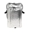 Diesel Logo-print Metallic-effect Backpack In Silver