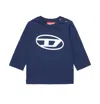 Diesel Logo Printed Crewneck T-shirt In Blu
