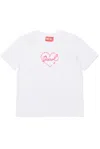 Diesel Heart-print Cotton T-shirt In White