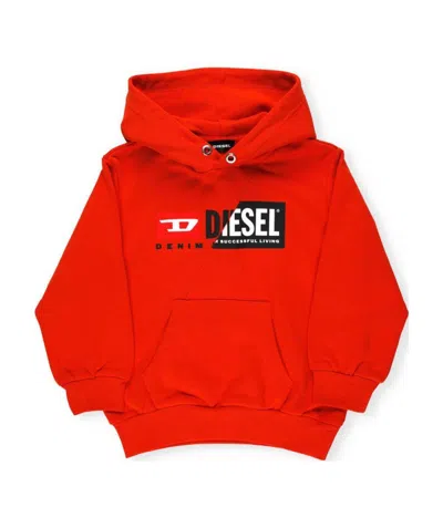 Diesel Logo-printed Hooded Hoodie In Red