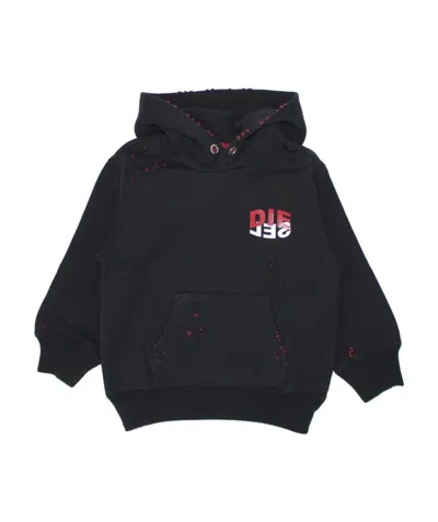 Diesel Logo Printed Hooded Sweater In Black