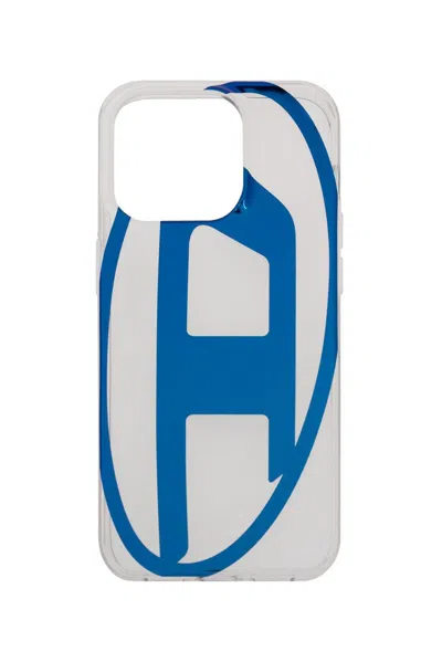 Diesel Logo Printed Iphone 15 Pro Phone Case In Blue