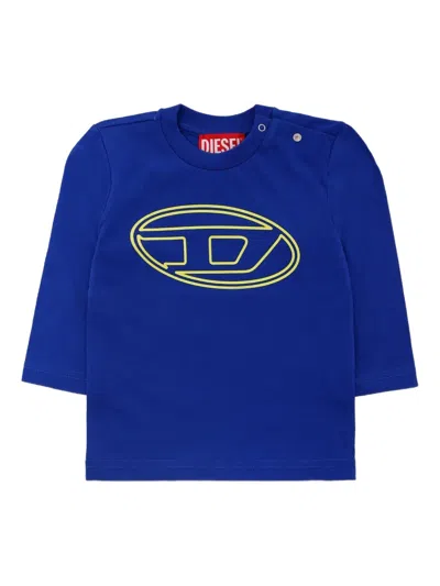 Diesel Babies' Logo-printed Long-sleeve T-shirt In Blue
