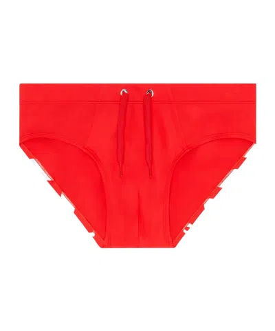 Diesel Logo Printed Swimming Trunks In Red