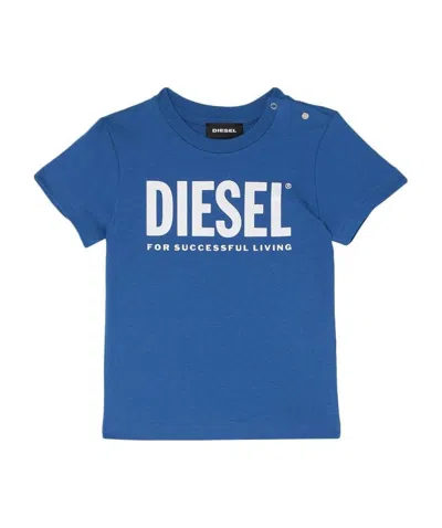 Diesel Logo Printed T-shirt In Blue