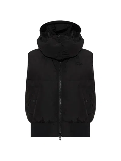 Diesel Hooded Down Vest Casual Fit In Black