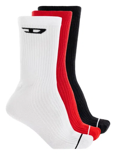 Diesel Logo Ribbed Socks (pack Of Three) In Multi