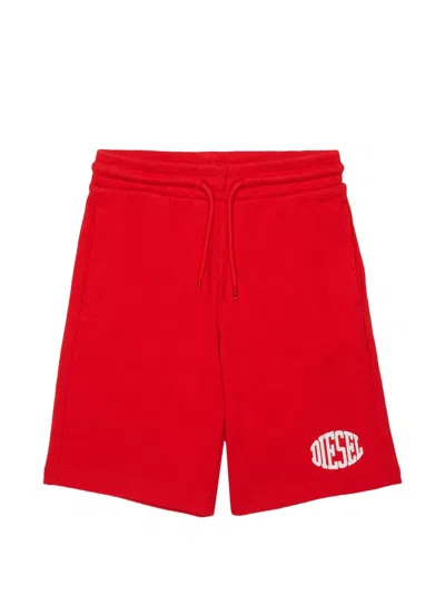 Diesel Kids' Logo Shorts In Red