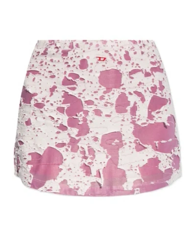 Diesel Logo Skirt In Pink