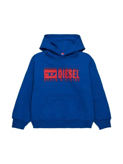 Diesel Kids' Logo-stamp Hoodie In Blue