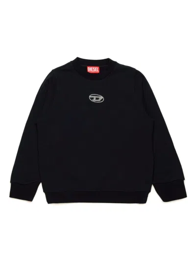 Diesel Kids' Logo-studded Cotton Sweatshirt In Black