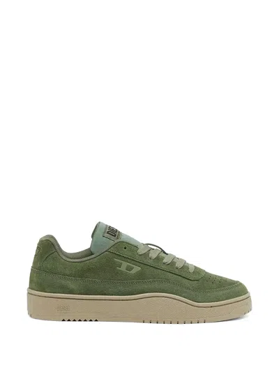 Diesel Logo Suede Sneakers In Green