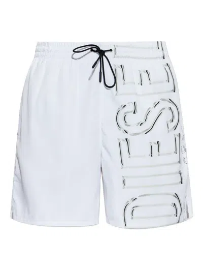 Diesel Logo Swim Shorts In White