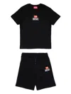 Diesel Logo T-shirt And Bermuda Shorts Set In Black