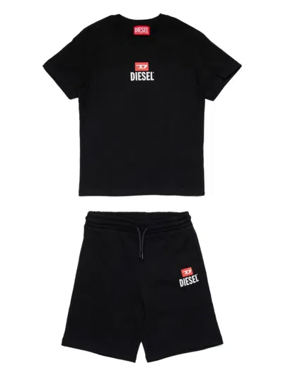 Diesel Logo T-shirt And Bermuda Shorts Set In Black