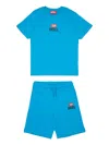 Diesel Logo T-shirt And Bermuda Shorts Set In Blue