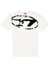 Diesel T-shirt With Distressed Flock Print In White