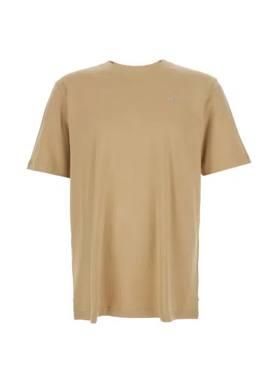 Diesel T-adjust-met Beige T-shirt With Logo Lettering On The Front In Cotton Man In Neutral