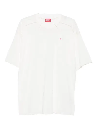 Diesel Cotton T-shirt With Micro Embroidery In White